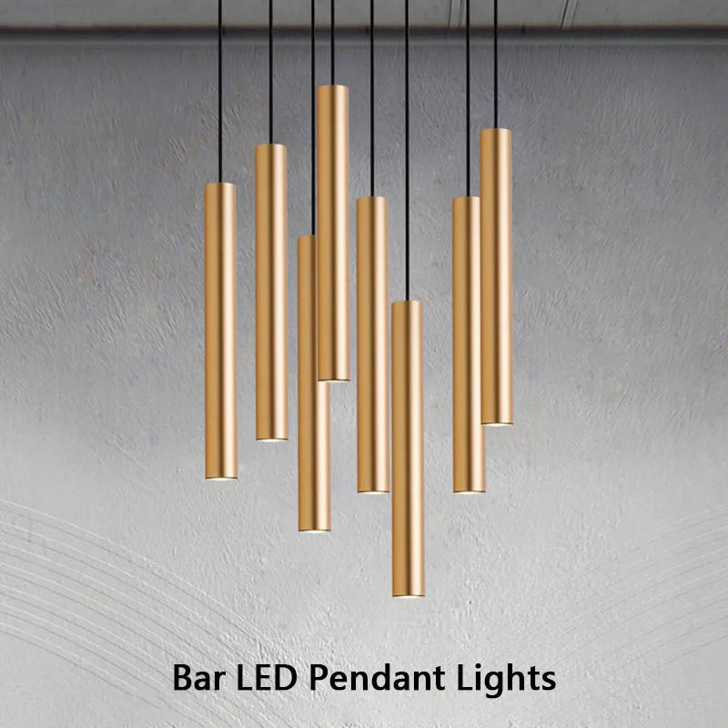 Slim LED Pendant Light - Long Tube Hanging Lamp for Kitchen Island & Bar
