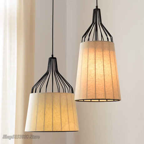 American fabric pendant lamps modern Simple pendants light Nordic living room bedroom creative personality LED  iron Hanging Lamps