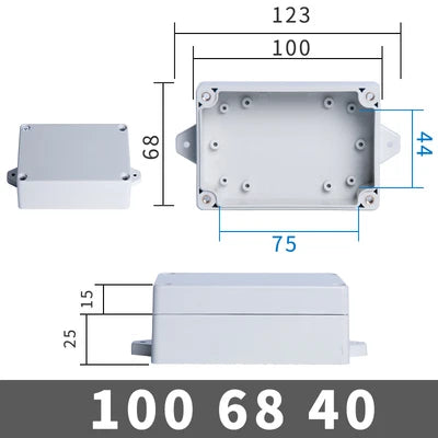 IP67 Waterproof Electronic Project Box with Mounting Ears - Outdoor Plastic Junction Enclosure & Instrument Housing Case