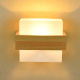 Japanese Decoration Wall Wood Lamp Glass Lampshade Bedroom Entrance Aisle Indoor Home Lights E27 LED Nordic Bedside Wall Light
