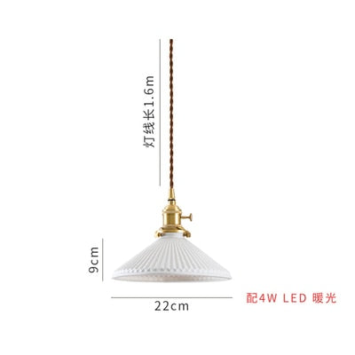 White Ceramic Brass Pendant Lights Fixtures Restaurant Bedroom Bedside Nordic Japanese Style Hanging Lamp LED Hanglampen