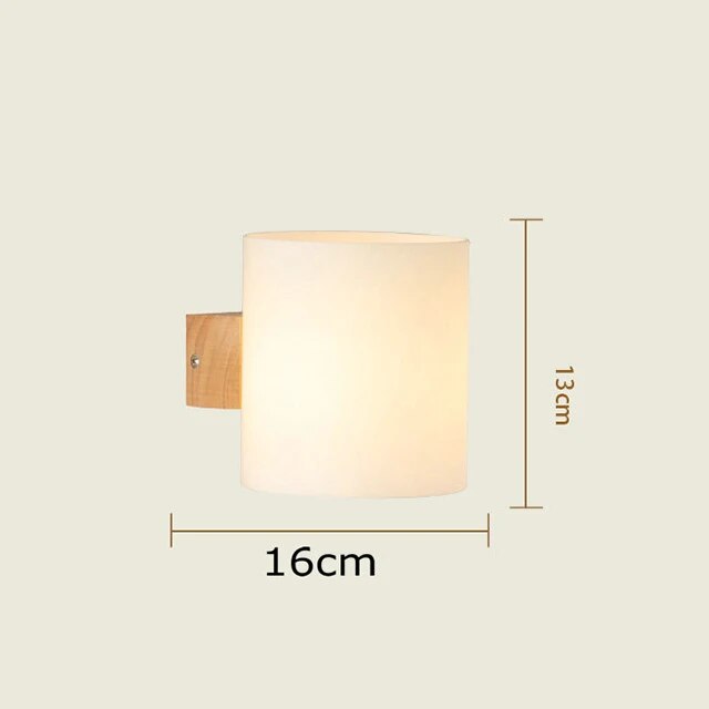 Japanese Decoration Wall Wood Lamp Glass Lampshade Bedroom Entrance Aisle Indoor Home Lights E27 LED Nordic Bedside Wall Light