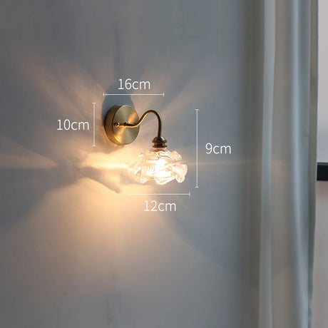 IWHD Flower Glass Copper Wall Lamp Sconce Pull Chain Switch LED Bedroom Bathroom Mirror Stair Light Nordic Modern Wand lamp