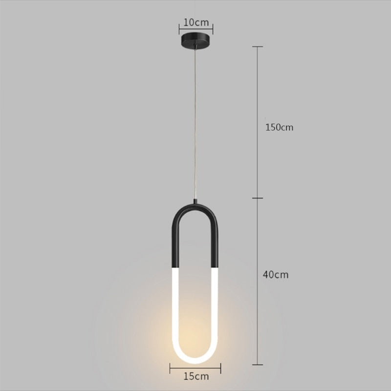 Brass Nordic bedside Long-line hanging lamp Modern creative U-shaped tube 360 degree LED pendant lights