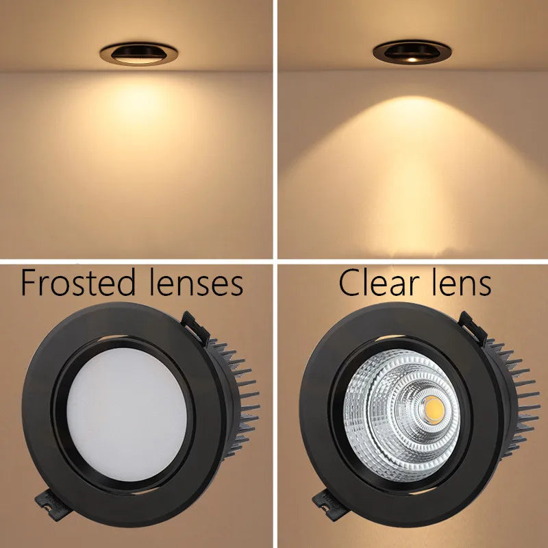Downlight LED COB Spotlight Ceiling Lamp AC85-265V 3W 5W 7W 9W 12W 15W 20W 30W 40W 50W Recessed Downlights Round LED Panel Light