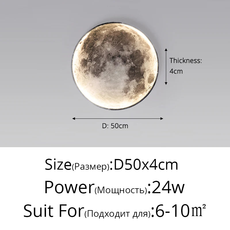 3D Moon Wall Sconce - Dimmable Indoor LED Decor Light for Hallway & Coffee Bar