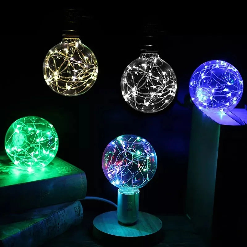 LED Edison String Light Bulb E27 A60 A80 G80 G95 Colorful RGB Lighting Copper Wire Bulb Home Decors Holiday Wedding Night Light