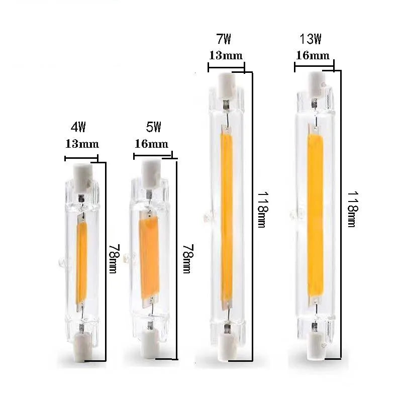 Super Bright Dimmable LED R7S Glass Tube COB Bulb Ceramics 78MM 118MM R7S Corn Lamp 15W 20W J78 J118 Replace Halogen Lampasas