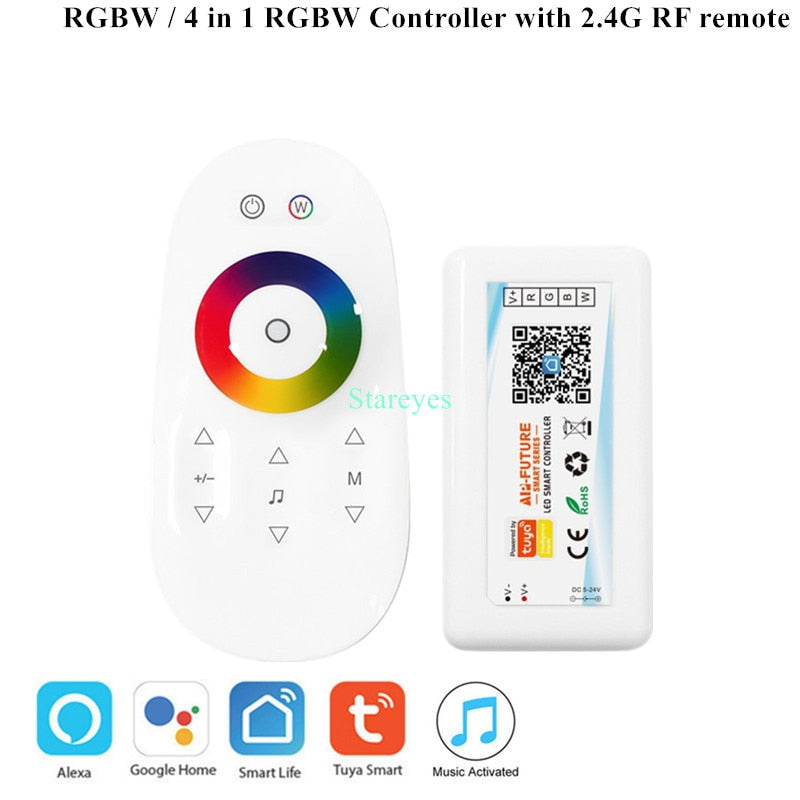 Wi-Fi Smart Controller Tuya Alexa Google Home Voice DC5-24V Single color Dimmer CCT RGB RGBW RGBCCT 5 in 1 LED Strip APP 2.4G RF