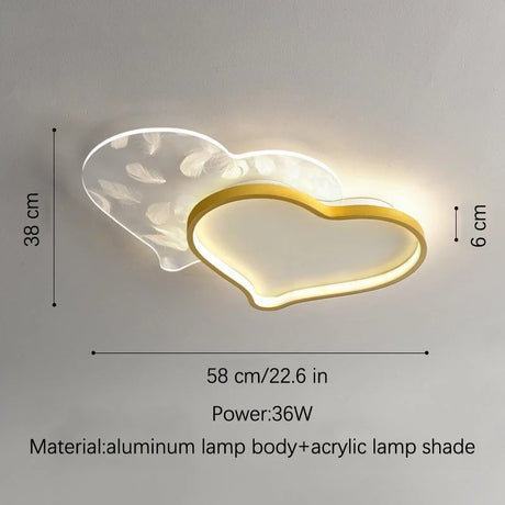 Light For Home Led Light For Bedroom Women Princess Heart Shape Ceiling Lights Lamp Dimmable For Wedding Girls Room Bedroom