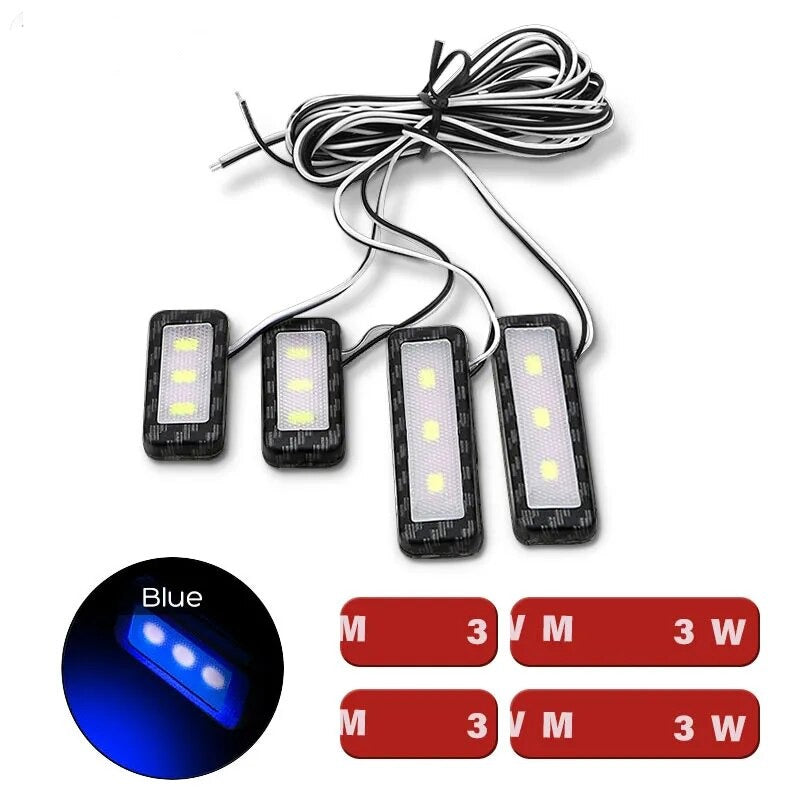 Ceyes 4pcs Car Ambient Inner Door Bowl Light Decorative Lights  handle LED Armrest Atmosphere Light  Strip Auto Handrail Light