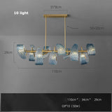 2026 Postmodern Copper Glass Chandelier - Blue Beauty Luxury Dining Room Light