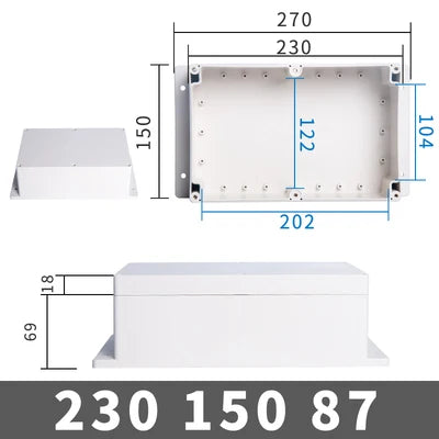 IP67 Waterproof Electronic Project Box with Mounting Ears - Outdoor Plastic Junction Enclosure & Instrument Housing Case