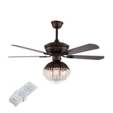 Antique Crystal Ceiling Fan Light Livingroom Chandelier W/ Reverse Function, 3 Speed Adjustable, Remote Control