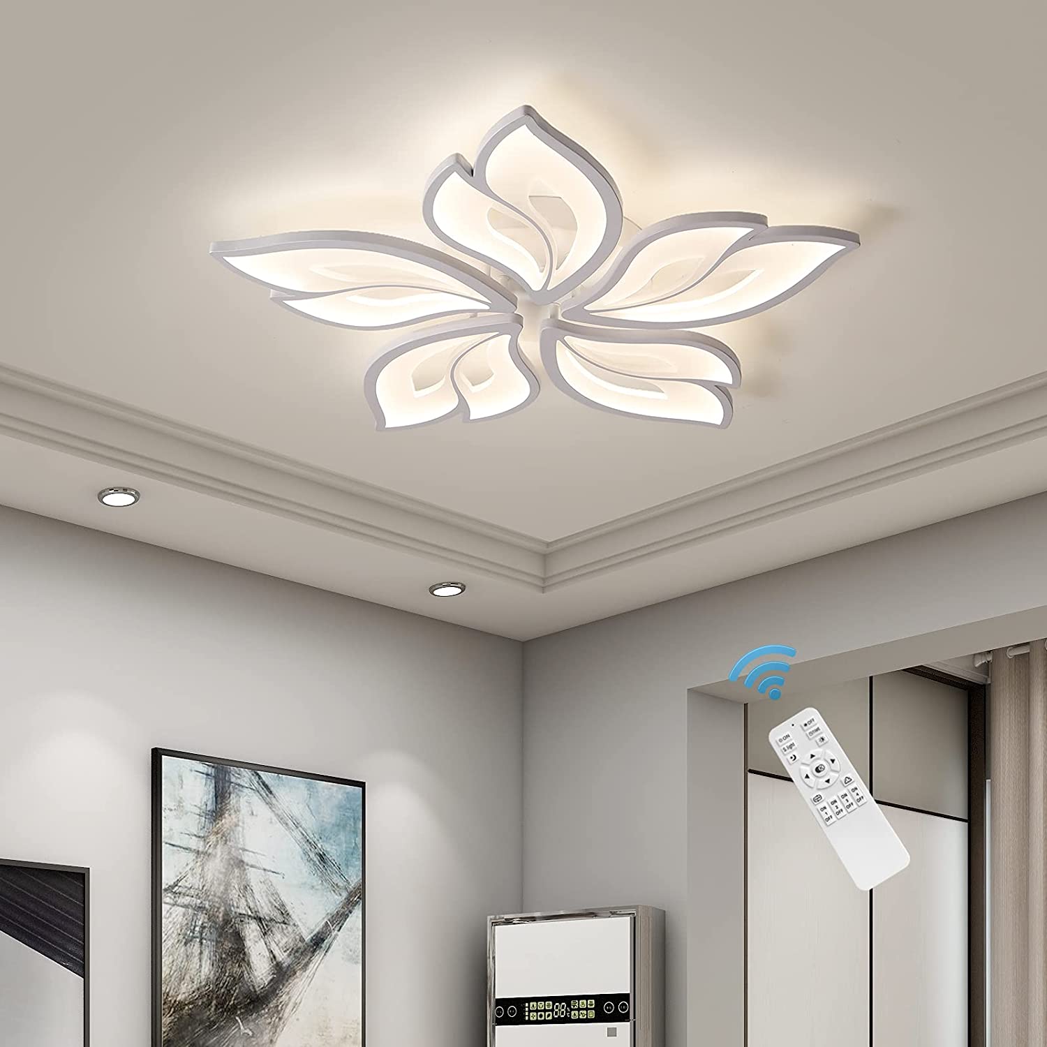 LED Ceiling Lights Dimmable 51-70W 70CM Flush Ceiling Lamps Fixture with Remote Control Living Room Bedroom Indoor Lighting Lamp