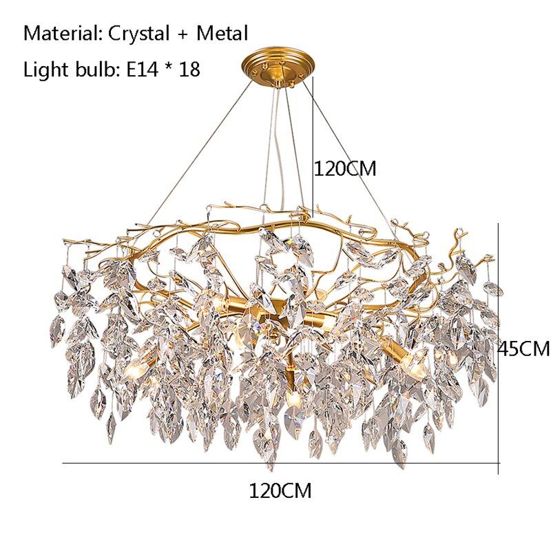 Nordic Luxury Crystal Chandelier Lighting Modern Simple Gold Lustre Hanging Lamp for Living Room Hotel Hall Home Decor Lighting