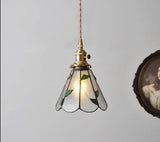 Retro Pastoral Pendant Lamp Stained Glass Hanging Lamp Nordic Bedside Bedroom Bar Restaurant Personalized Decorative Chandelier