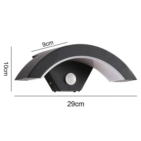 18/24W Modern PIR Motion Sensor Curved Led Wall Lamp Outdoor Waterproof IP65 Front Door Garden Porch Sconce Induction Wall Light