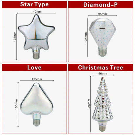 3D Decoration LED Bulb E27 6W 85-265V Vintage Edison Light Bulb Star Fireworks Lamp Holiday Night Light Novelty Christmas Tree