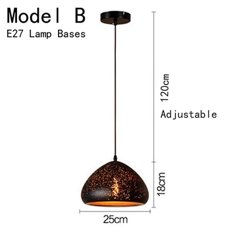 Vintage Pendant Lamp Black Iron Etching Lampshade Bar/Teahouse/Restaurant Indoor Lighting American Creative E27 Pendant Lights