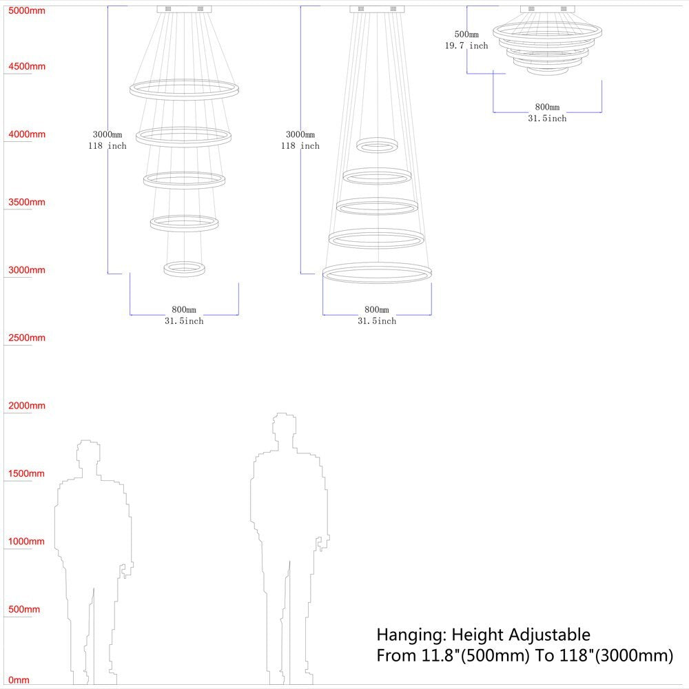 LED Crystal Chandelier Light Modern Ceiling Lamp Fixture Hanging Lustres 5 Rings Lighting Home Decoration