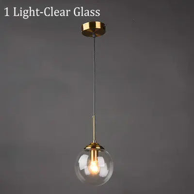 Amber Smoke Gray Clear Glass Pendant Lamp LED Hanging Light for Dining Room Table Kicthen Island Bedroom Bedside Lighting