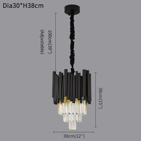 Dining room crystal chandelier modern black hanging light fixture luxury kitchen island led crystal lamp with dimmable