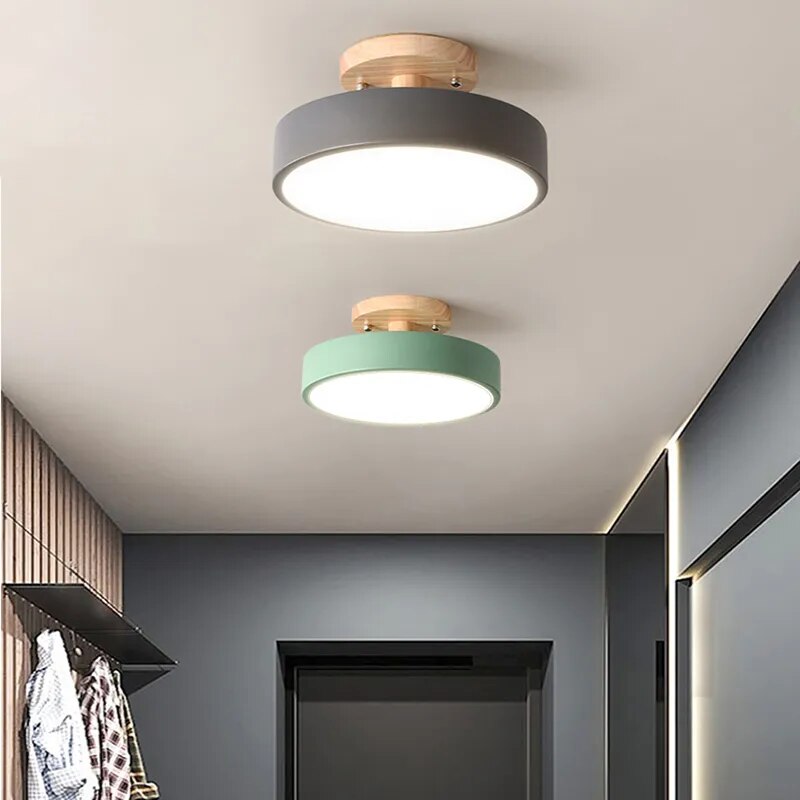 Nordic minimalist wooden aisle light LED ceiling light balcony corridor light dressing room lighting retro European ceiling lamp