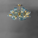 2026 Postmodern Copper Glass Chandelier - Blue Beauty Luxury Dining Room Light