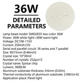 LED Light Board 10W 18W 24W 36W Two-Color LED Chip Source SMD2835 Lamp Bead 250mA Constant Current Input Diode For Panel Light