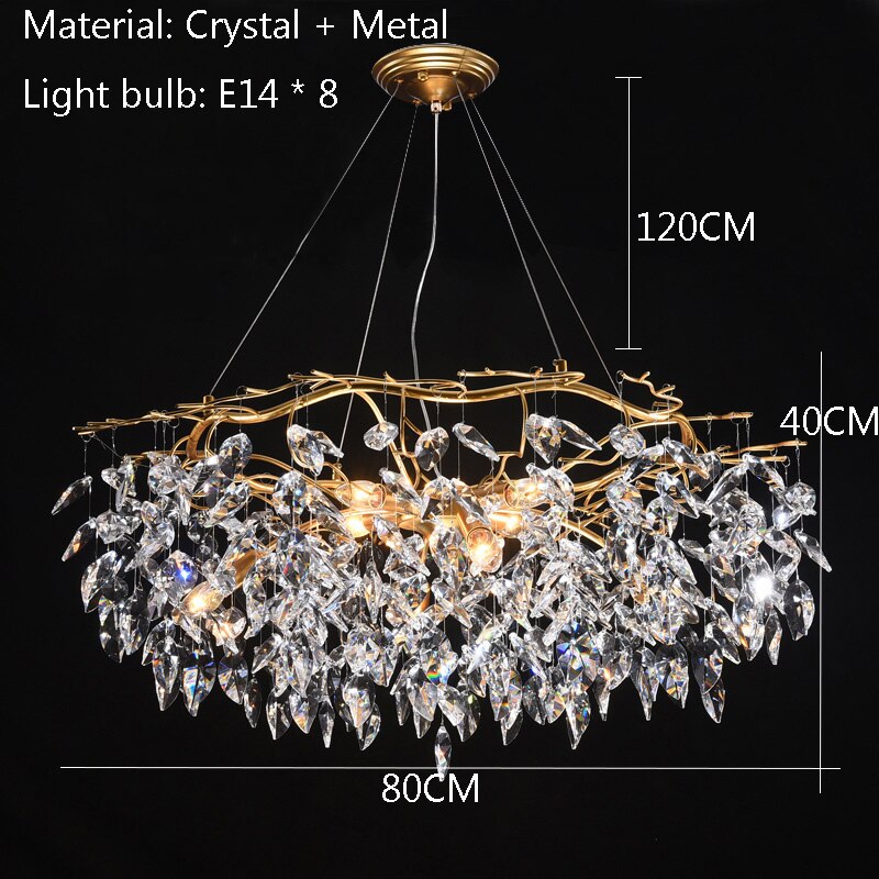 Nordic Luxury Crystal Chandelier Lighting Modern Simple Gold Lustre Hanging Lamp for Living Room Hotel Hall Home Decor Lighting