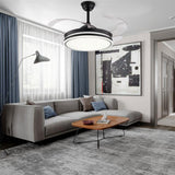 Modern Black LED Ceiling Fan Light with Remote Control 4 Clear Blades for Bedroom Living Room