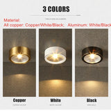 Full Copper 220V LED Ceiling Downlight Nordic Hallway Corridor Porch Surface Mounted Brass 6W 8W 10W Spot Light Fixture