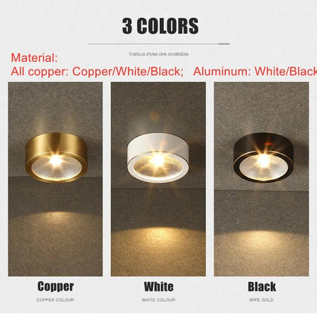 Full Copper 220V LED Ceiling Downlight Nordic Hallway Corridor Porch Surface Mounted Brass 6W 8W 10W Spot Light Fixture