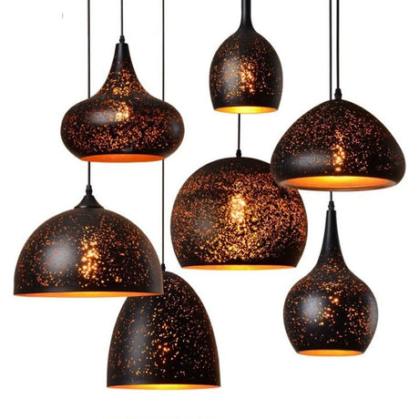 Vintage Pendant Lamp Black Iron Etching Lampshade Bar/Teahouse/Restaurant Indoor Lighting American Creative E27 Pendant Lights