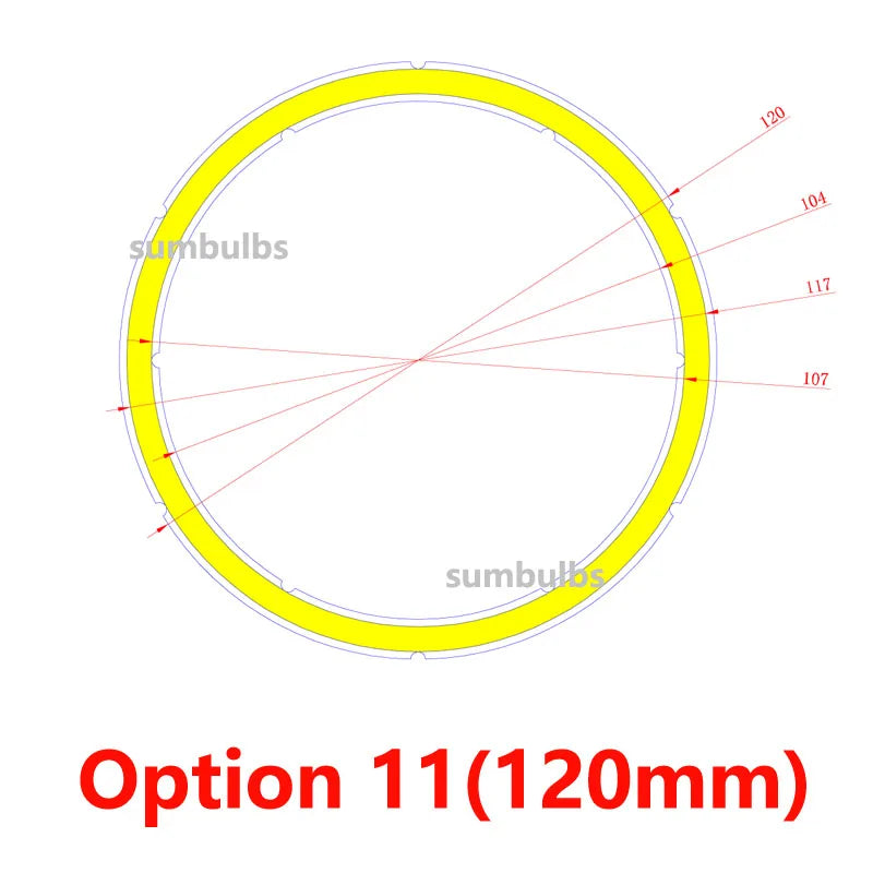 COB LED Angel Eyes Ring Light Chip (12V DC, 20mm–120mm) - Aluminum Board Light Source
