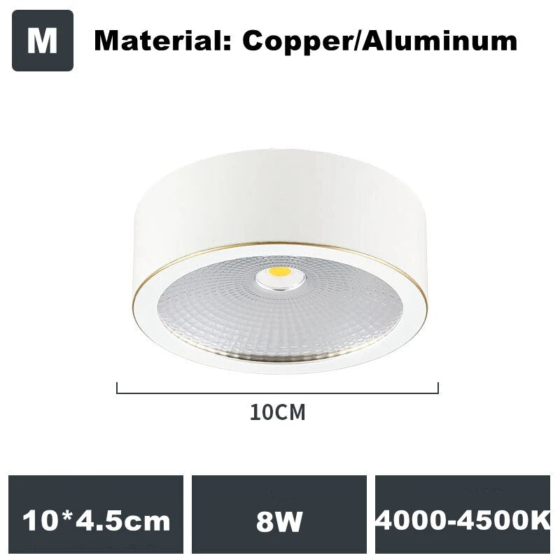 Full Copper 220V LED Ceiling Downlight Nordic Hallway Corridor Porch Surface Mounted Brass 6W 8W 10W Spot Light Fixture