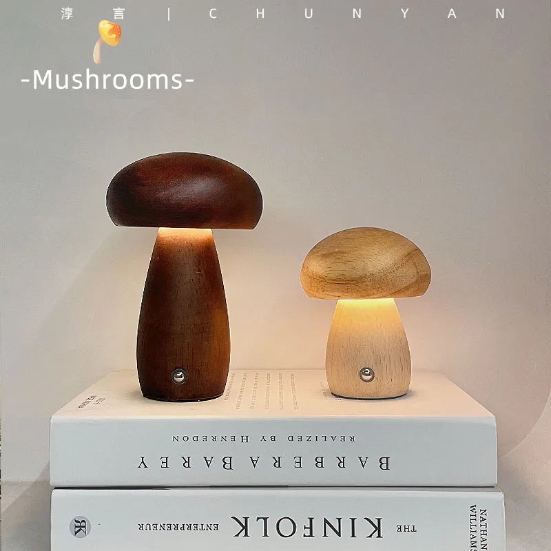 Modern Mushroom LED Night Light USB Rechargeable Touch Control Bedside Table Lamp for Creative Minimalist Ambient Lighting