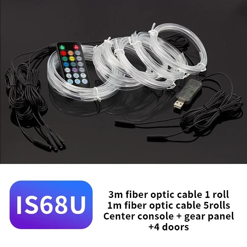 3M Car Interior LED Decorative Lamp - EL Wiring Neon Strip for Auto DIY