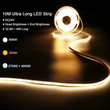 24V Super Bright COB LED Strip Light (312/576 LEDs/m, 5M/10M) - Flexible Cuttable High-Density Tape Light with Adhesive Backing