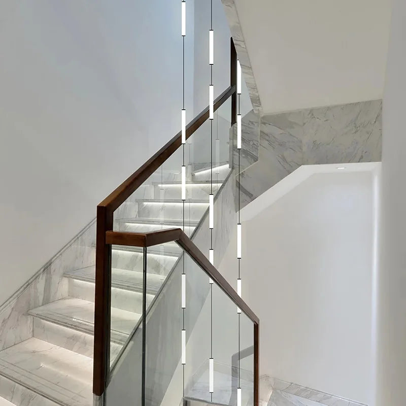 Long Chandelier Staircase Lamp Designer Modern Living Room Chandelier Nordic Indoor Villa Hall Long Line Penthouse Pendant Lamp