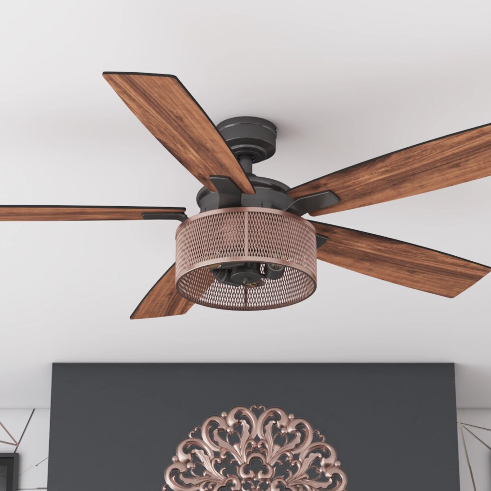 Matte Black and Copper Ceiling Fan with Lights and Remote Control Ceiling Fans with Led Light  Home Appliance
