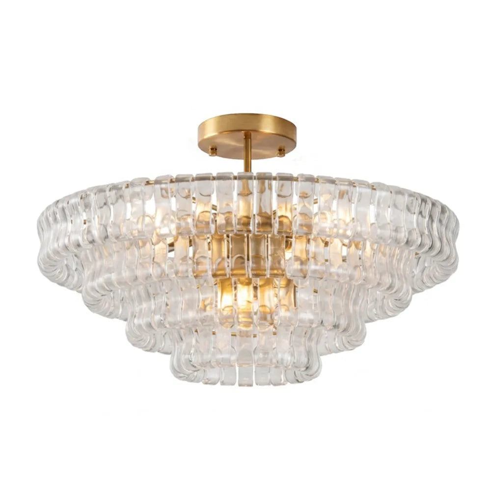 Italian Murano Glass Ceiling Chandelier Light - Handcrafted Luxury Flush Mount Pendant Fixture for Living Room, Bedroom & Restaurant Decor