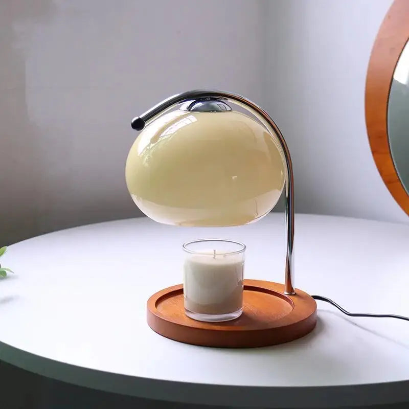 Retro Glass Candle Warmer Lamp - Decorative Aromatherapy Table Lamp & Candle Warmer for Bedroom Bedside, Home Decor & Office