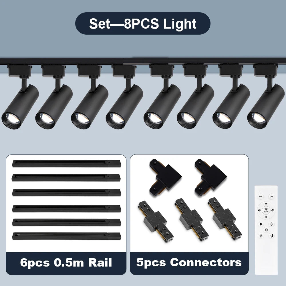 Remote Control Set LED Track Light Dimmable Ceiling Spotlight Rail Light Led Track Rail Spotlight Clothing Store Ceiling Lights