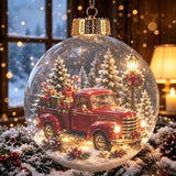 Glowing Christmas Ball Pendants Acrylic Ball Christmas Santa Claus Snowman Hanging Ornaments Xmas Party Atmosphere Decorations
