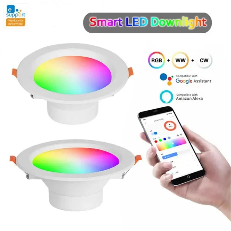 10W 6W Ewe link APP Zig bee Smart LED Downlights RGBCW Ultra-thin Down Lamp Cylinder Light Smart Home Via Alexa Google Home
