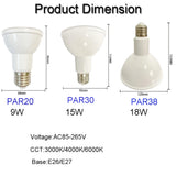High Bright 9W 15W 18W Aluminium LED Lamp 4000K 6000K Waterproof COB Par Light PAR38 LED Bulb PAR30 PAR20 for Indoor Outdoor