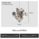 Luxury Smoke Gray Glass Bubble Ball Chandelier Living Room Nordic Bedroom Dining Hall Grape Pendant Lamp Home Lighting Fixtures