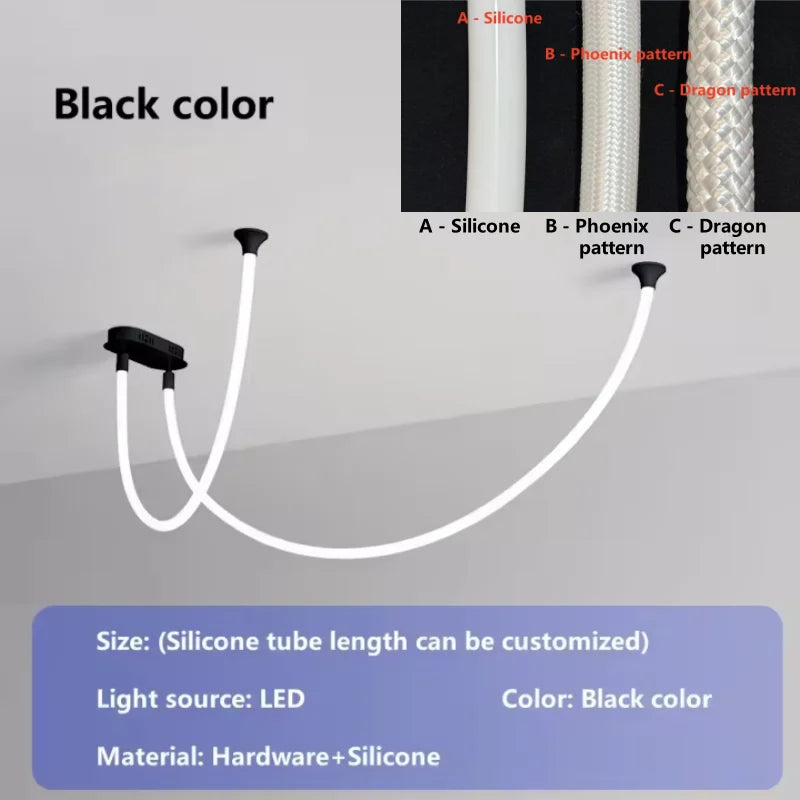LED Italian minimalist curved line pendant light high-rise duplex apartment hall light modern minimalist living room light